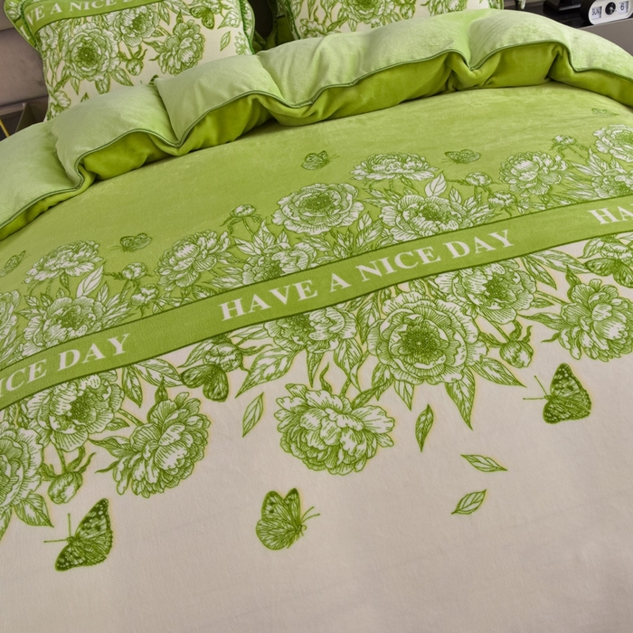 91家纺网 家纺一手货源 找家纺 锦铭源2025年7斤加厚印花牛奶绒四件套水晶法莱金貂绒床裙款 清香四溢