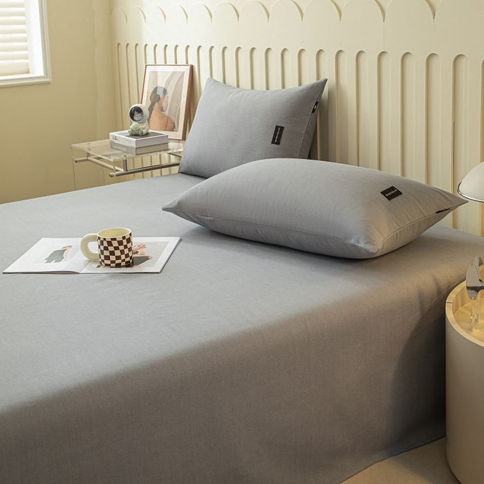 91家纺网 家纺一手货源 找家纺 涵宸家纺 2024新款原棉纯色织标磨毛单品及套件--床单 单床单-中灰