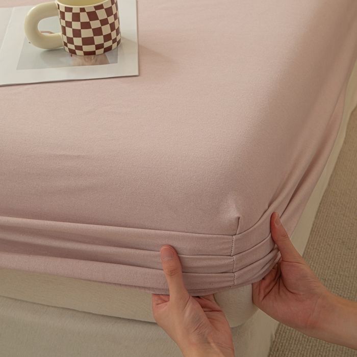 91家纺网 家纺一手货源 找家纺 涵宸家纺 2024新款原棉纯色织标磨毛单品及套件--床笠 单床笠-浅紫