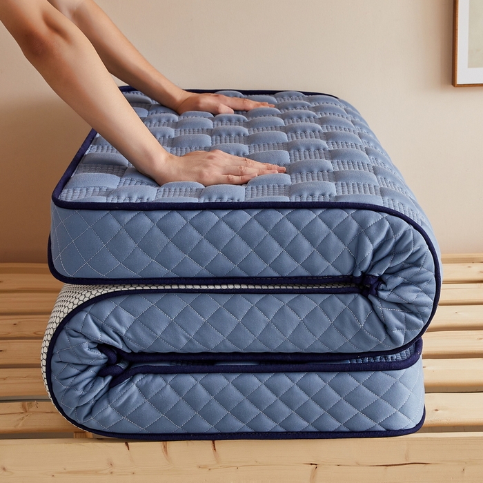 91家纺网 家纺一手货源 找家纺 卡派  2024学生宿舍单人布拉格乳胶记忆棉立体加厚床垫 蓝灰