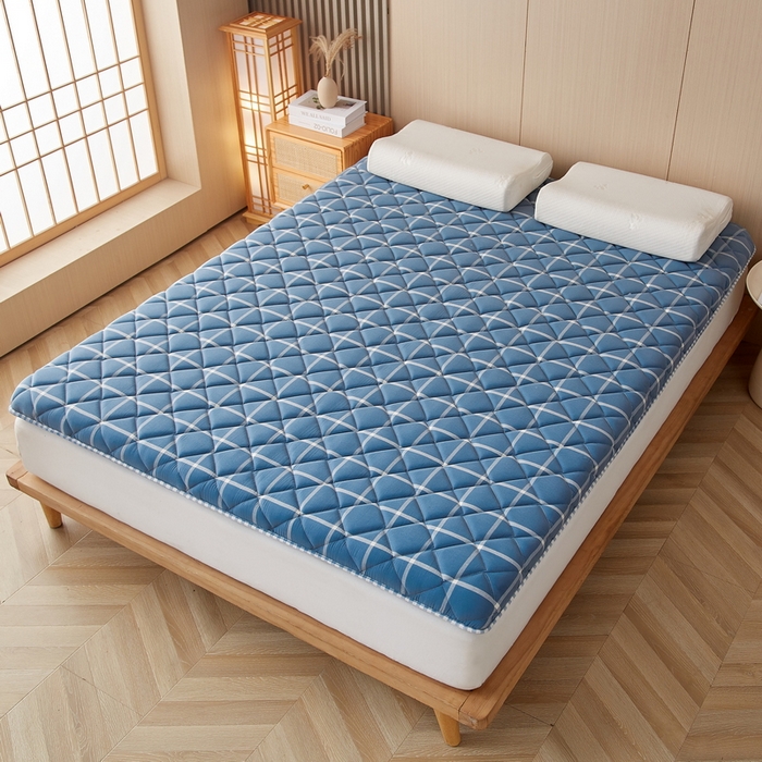 91家纺网 家纺一手货源 找家纺 迪乐妮 2024新款大床乳胶椰棕床垫（无印家居风）海蓝格