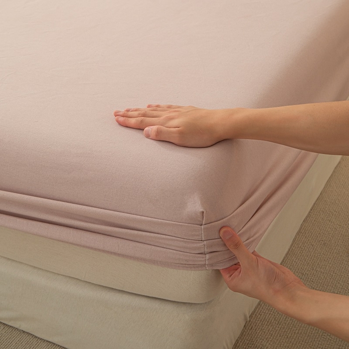 91家纺网 家纺一手货源 找家纺 涵宸家纺 2024新款原棉纯色织标磨毛单品及套件--床笠 单床笠-浅紫