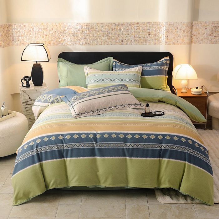 91家纺网 家纺一手货源 找家纺 帛美家纺 2024新款加厚纯棉全棉磨毛印花四件套 达米安