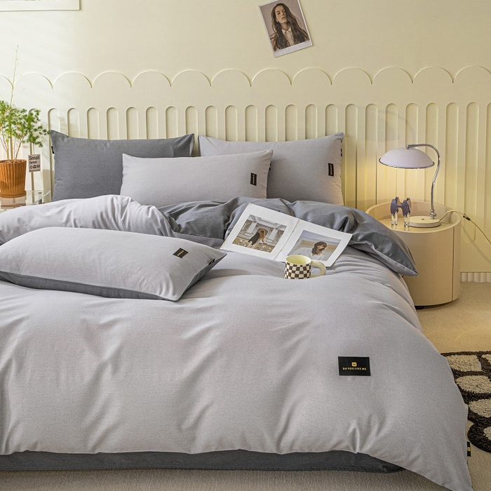 91家纺网 家纺一手货源 找家纺 涵宸家纺 2024新款原棉纯色织标磨毛单品及套件--被套 浅灰+深灰