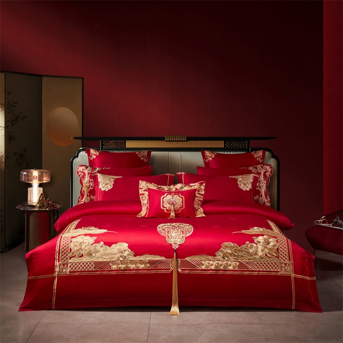 91家纺网 家纺一手货源 找家纺 宏羽纺家纺 2024新款高支高密纯棉提花婚庆套件系列（控价680） 盛世喜韵