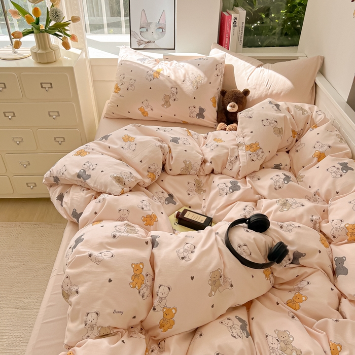 91家纺网 家纺一手货源 找家纺 繁花 2024新款小糯棉小竺棉印花四件套 好朋友