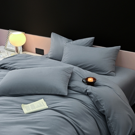 柠馨 2024新款全棉磨毛纯色四件套-赫尔墨斯系列 8战舰蓝