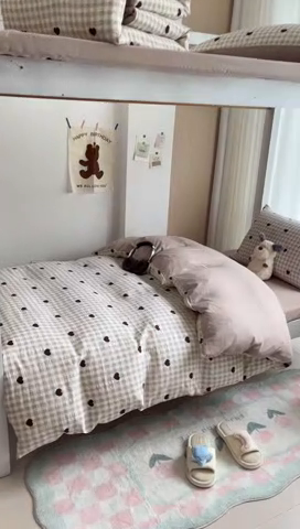 91家纺网 家纺一手货源 找家纺 安哆啦家纺 2024新款A类有氧泡泡纱云纱棉学生季宿舍床三四件套 怦然心动