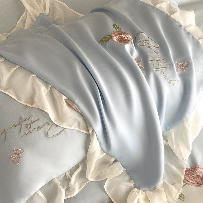 91家纺网 家纺一手货源 找家纺 （总）优悦生活馆 2024新款刺绣款磨毛四件套-假日玫瑰