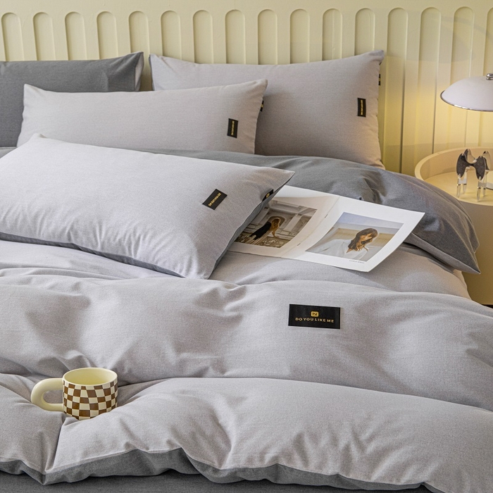 91家纺网 家纺一手货源 找家纺 涵宸家纺 2024新款原棉纯色织标磨毛单品及套件--被套 浅灰+深灰