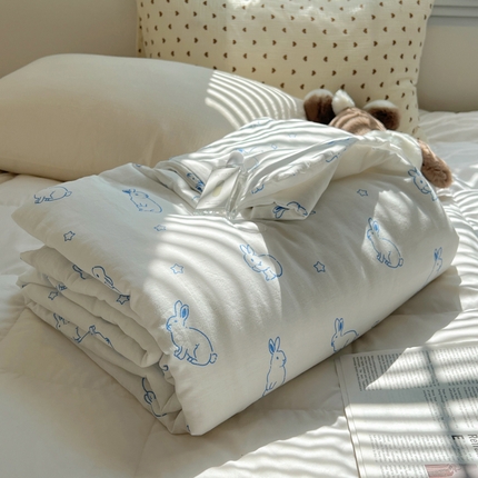 91家纺网 家纺一手货源 找家纺 （总）繁花 2024新款简约亲肤舒适印花水洗棉夏被