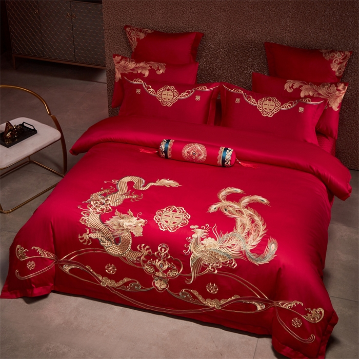 91家纺网 家纺一手货源 找家纺 宏羽纺家纺 2024新款13372纯棉婚庆套件系列 郎情妾意