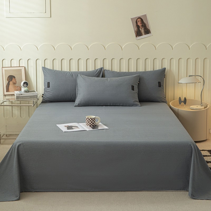 91家纺网 家纺一手货源 找家纺 涵宸家纺 2024新款原棉纯色织标磨毛单品及套件--床单 单床单-深灰