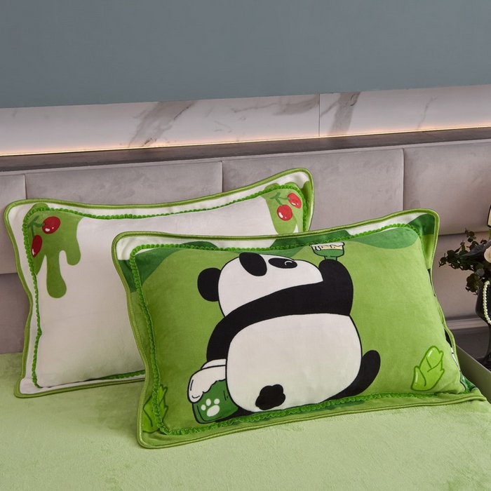 91家纺网 家纺一手货源 找家纺 锦铭源2025直播印花7斤牛奶绒金貂水晶法莱珊瑚绒四件套床裙款快乐熊猫