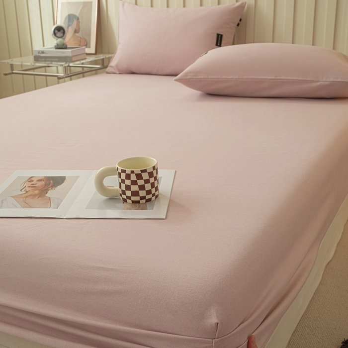 91家纺网 家纺一手货源 找家纺 涵宸家纺 2024新款原棉纯色织标磨毛单品及套件--床笠 单床笠-浅紫