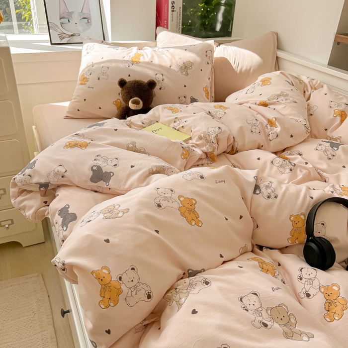 91家纺网 家纺一手货源 找家纺 繁花 2024新款小糯棉小竺棉印花四件套 好朋友