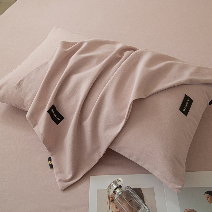 91家纺网 家纺一手货源 找家纺 涵宸家纺 2024新款原棉纯色织标磨毛单品及套件--枕套 单枕套-浅紫