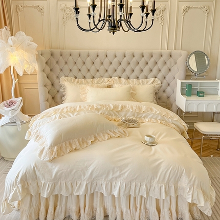 91家纺网 家纺一手货源 找家纺 （总）网红馆（ck家纺） 2025新款花之茵系列13372全棉床裙四件套