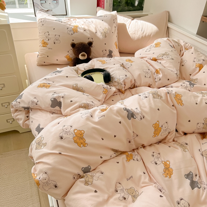 91家纺网 家纺一手货源 找家纺 繁花 2024新款小糯棉小竺棉印花四件套 好朋友