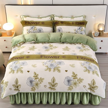 91家纺网 家纺一手货源 找家纺 莱凯家纺 2025新款牛奶绒单被套 风雅绿