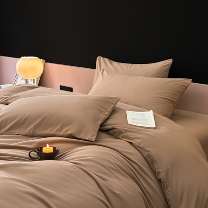 91家纺网 家纺一手货源 找家纺 （总）柠馨 2024新款全棉磨毛纯色四件套-赫尔墨斯系列