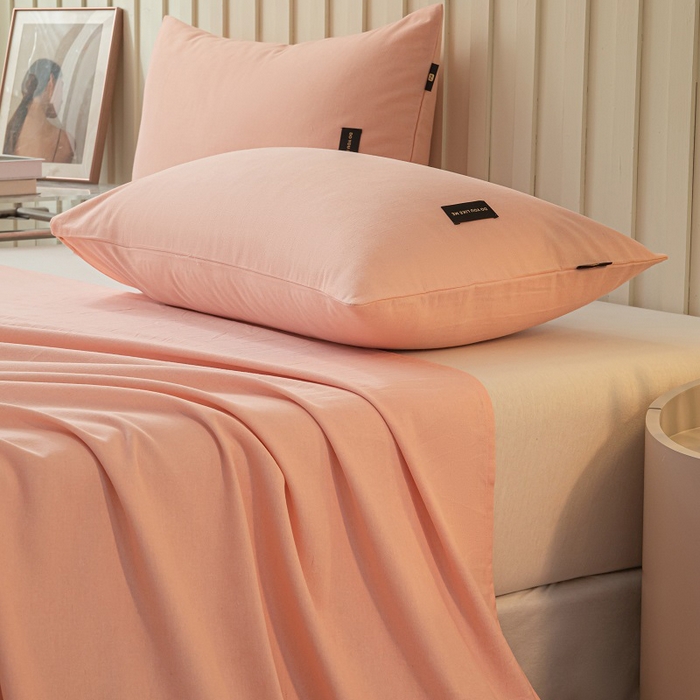 91家纺网 家纺一手货源 找家纺 涵宸家纺 2024新款原棉纯色织标磨毛单品及套件--床单 单床单-钻粉