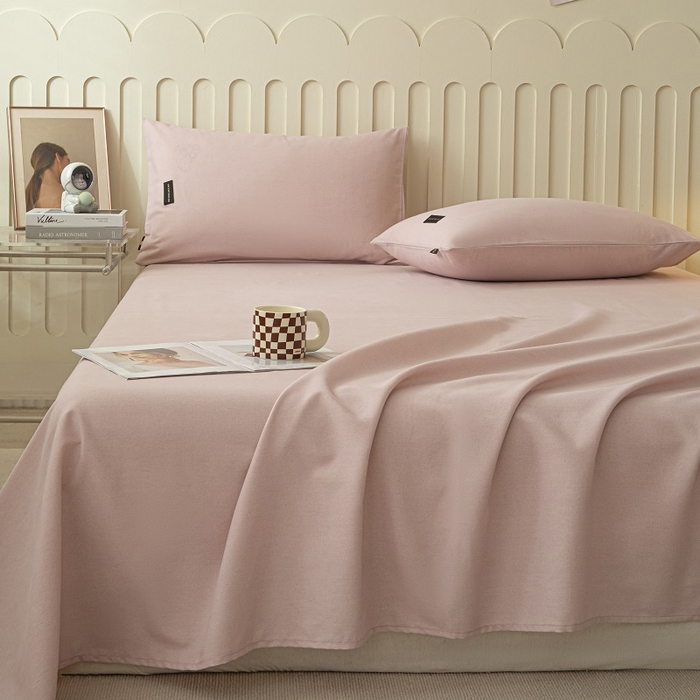 91家纺网 家纺一手货源 找家纺 涵宸家纺 2024新款原棉纯色织标磨毛单品及套件--床单 单床单-浅紫