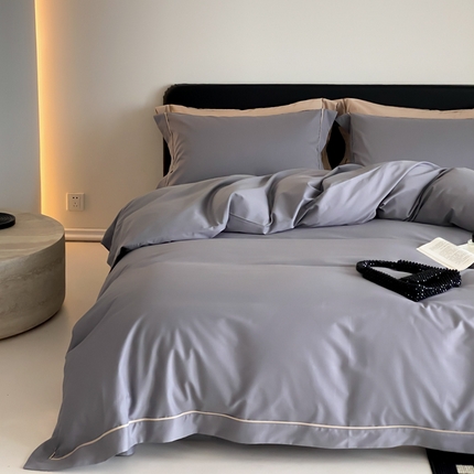 云栖家居 2024A类全棉磨毛静谧系列四件套 静谧-神秘灰