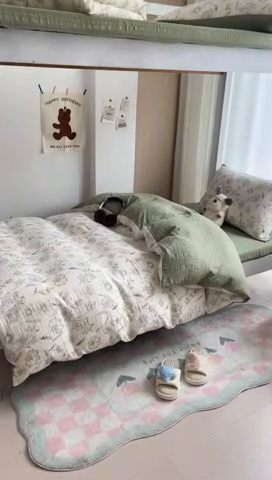 91家纺网 家纺一手货源 找家纺 安哆啦家纺 2024新款A类有氧泡泡纱云纱棉学生季宿舍床三四件套 花韵