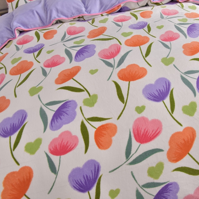 91家纺网 家纺一手货源 找家纺 锦铭源2025年7斤加厚印花牛奶绒四件套水晶法莱金貂绒床裙款花恋