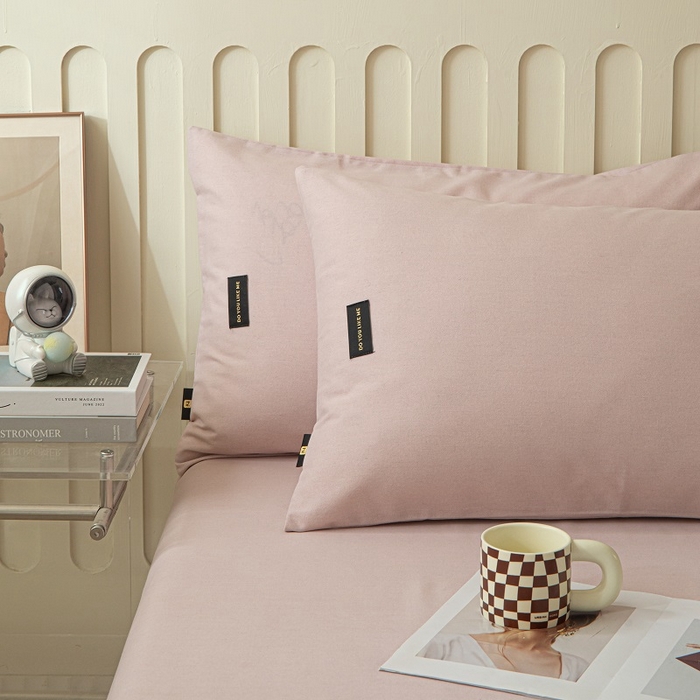 91家纺网 家纺一手货源 找家纺 涵宸家纺 2024新款原棉纯色织标磨毛单品及套件--枕套 单枕套-浅紫