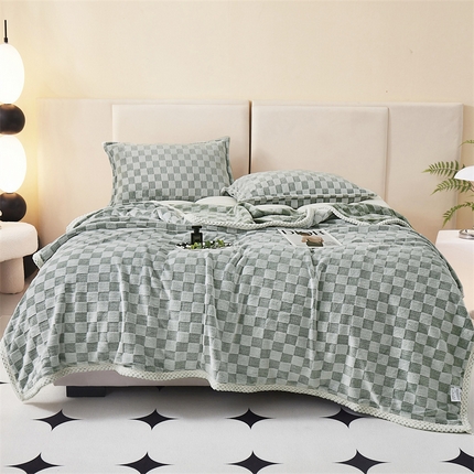 91家纺网 家纺一手货源 找家纺 （总）坦客毯业 2025新款外贸跨境电商兔毛绒方格款毛毯