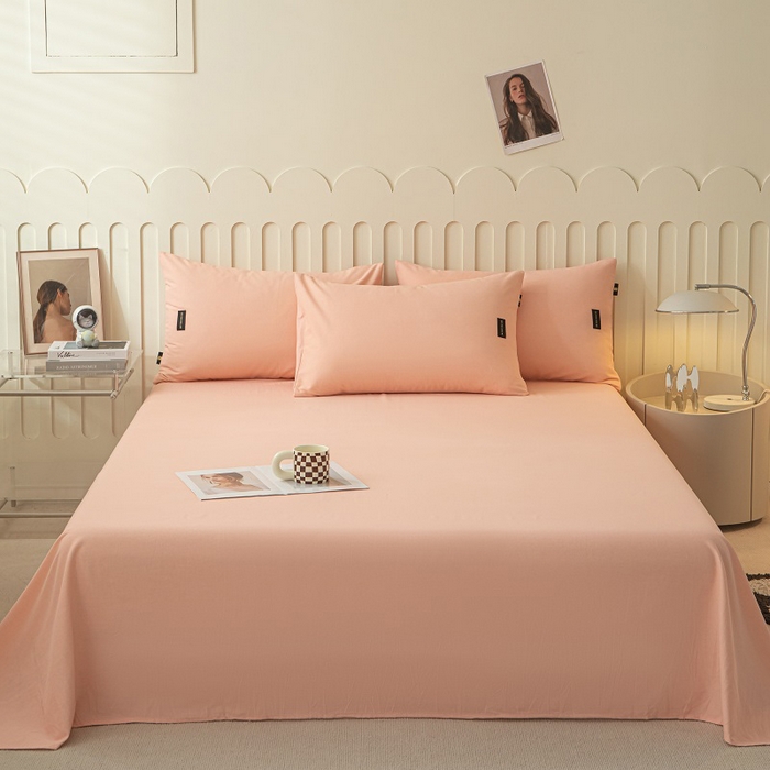 91家纺网 家纺一手货源 找家纺 涵宸家纺 2024新款原棉纯色织标磨毛单品及套件--床单 单床单-钻粉