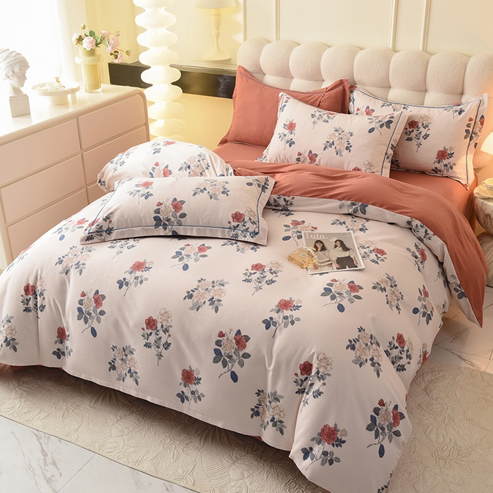 91家纺网 家纺一手货源 找家纺 帛美家纺 2024新款加厚纯棉全棉磨毛印花四件套 繁花香见