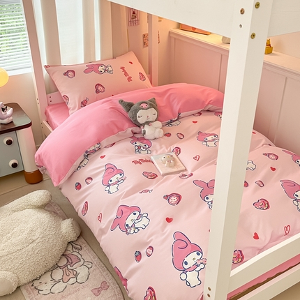 桃子家居 2024新款三丽鸥授权纯棉少女印花系列学生三件套四件套 棉三丽鸥-甜甜圈美乐蒂