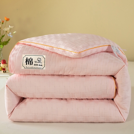 91家纺网 家纺一手货源 找家纺 初相识被业 2025新款水洗棉提花大豆被子被芯 浅粉