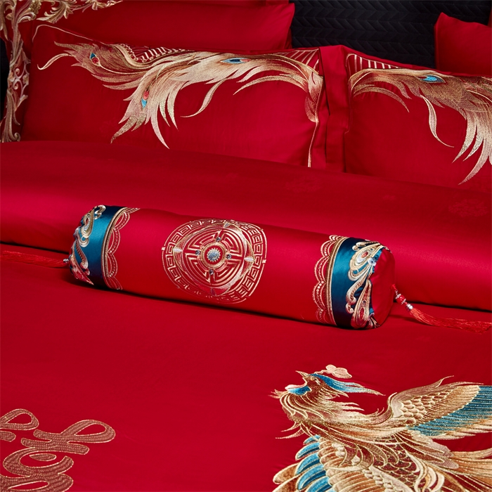 91家纺网 家纺一手货源 找家纺 宏羽纺家纺 2024新款高支高密纯棉提花婚庆套件系列（控价680） 瑞丽龙凤