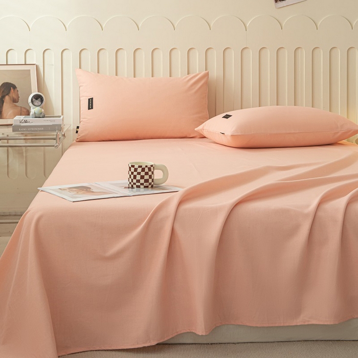 91家纺网 家纺一手货源 找家纺 涵宸家纺 2024新款原棉纯色织标磨毛单品及套件--床单 单床单-钻粉