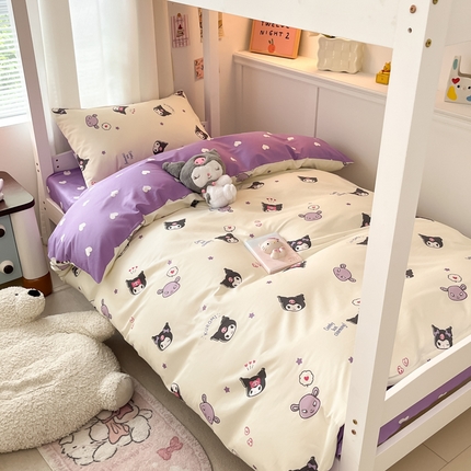 桃子家居 2024新款三丽鸥授权纯棉少女印花系列学生三件套四件套 棉三丽鸥-迷你库洛米