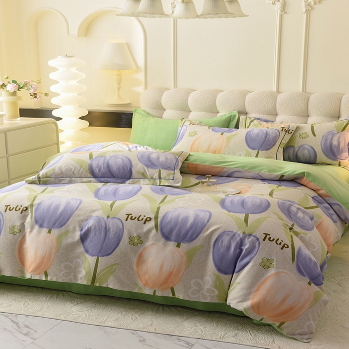 91家纺网 家纺一手货源 找家纺 帛美家纺 2024新款加厚纯棉全棉磨毛印花四件套 兰郁