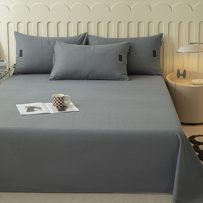 91家纺网 家纺一手货源 找家纺 涵宸家纺 2024新款原棉纯色织标磨毛单品及套件--床单 单床单-深灰