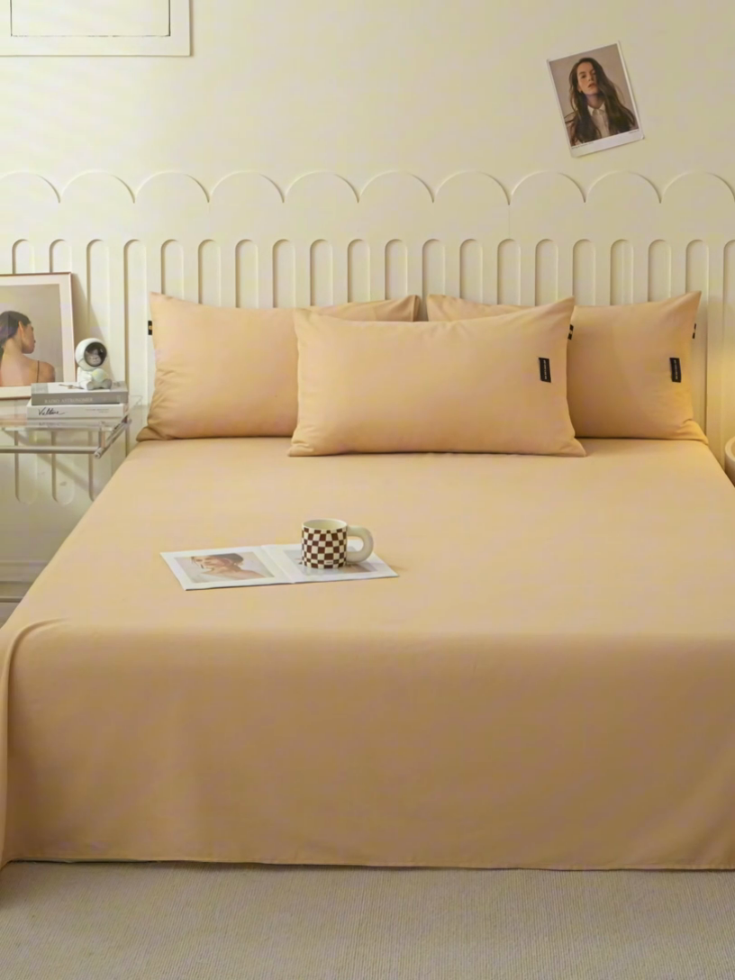 91家纺网 家纺一手货源 找家纺 涵宸家纺 2024新款原棉纯色织标磨毛单品及套件--床单 单床单-咖