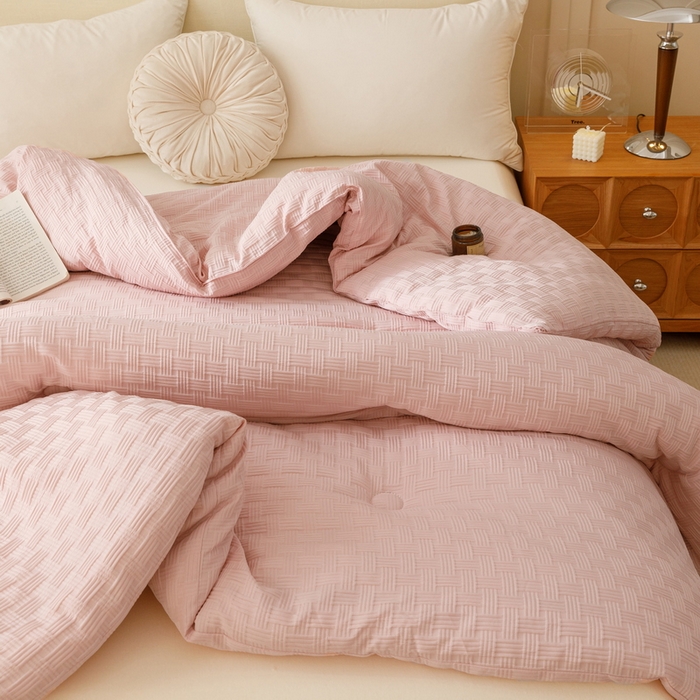 91家纺网 家纺一手货源 找家纺 卡派 2024新款水洗华夫格大豆纤维被玉色