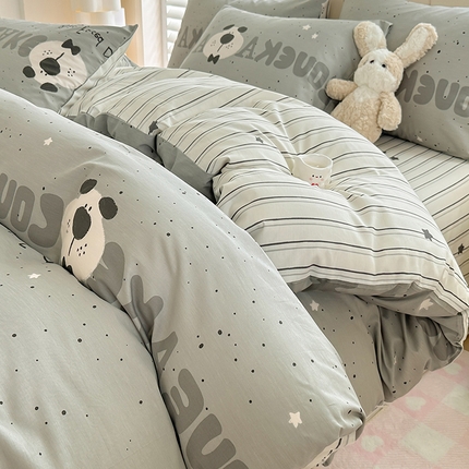 91家纺网 家纺一手货源 找家纺 （总）小懒猪 2024春夏新款全棉卡通印花四件套