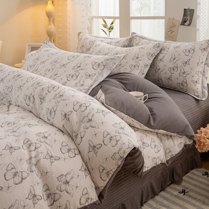 梦莱斯 2024新款A类提花针织棉床盖四件套 梦蝶