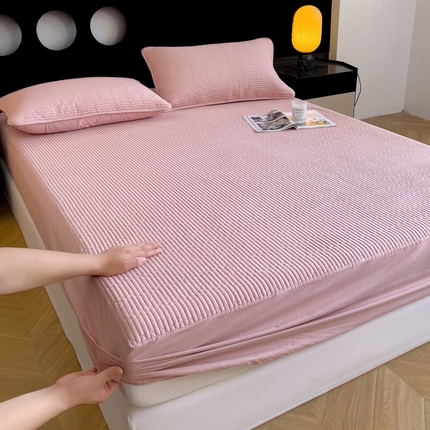 91家纺网 家纺一手货源 找家纺 （总）2025新款纯棉素色大床款夹棉床笠床盖--床笠