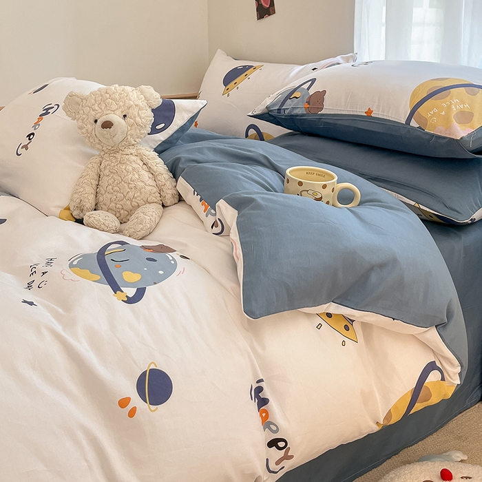 91家纺网 家纺一手货源 找家纺 桃子家居  2024新款纯棉小清新卡通少女13372系列四件套 棉-流浪地球