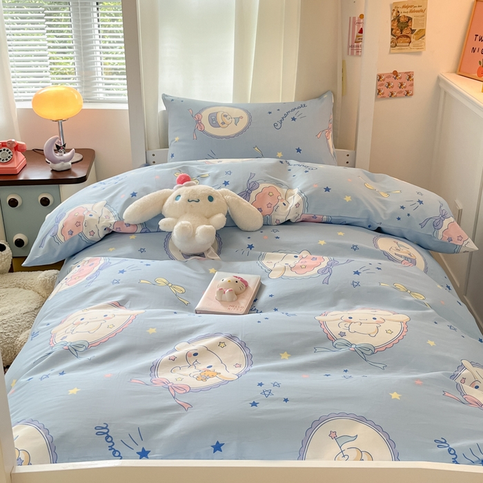 91家纺网 家纺一手货源 找家纺 2024新款三丽鸥授权全棉少女印花系列学生三件套四件套 棉三丽鸥-玉桂狗