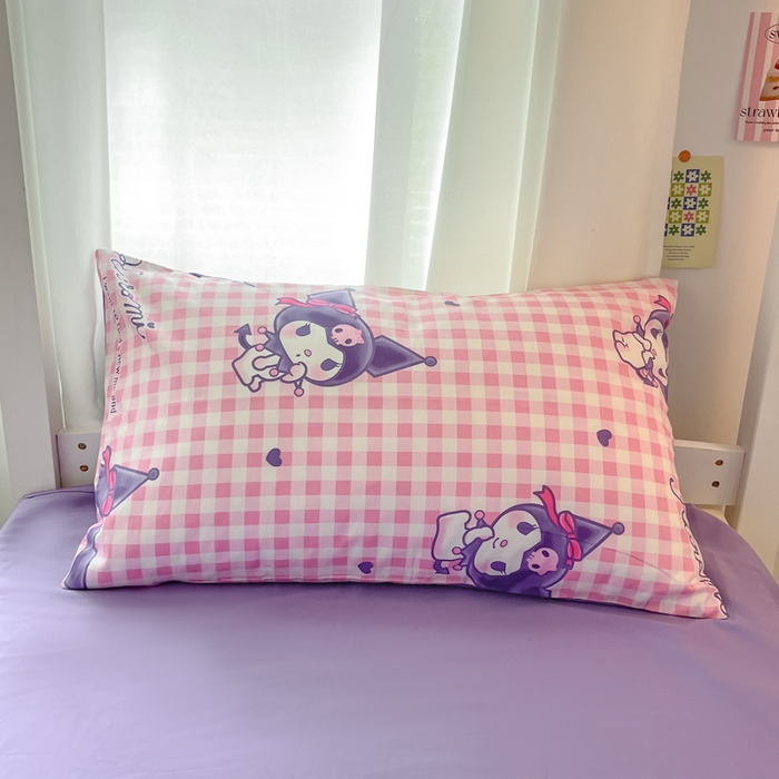 91家纺网 家纺一手货源 找家纺 2024新款三丽鸥授权全棉少女印花系列学生三件套四件套 棉三丽鸥-库洛米之心