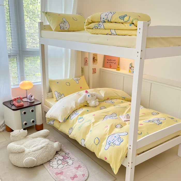 91家纺网 家纺一手货源 找家纺 2024新款三丽鸥授权全棉少女印花系列学生三件套四件套 棉三丽鸥-柠檬大耳狗